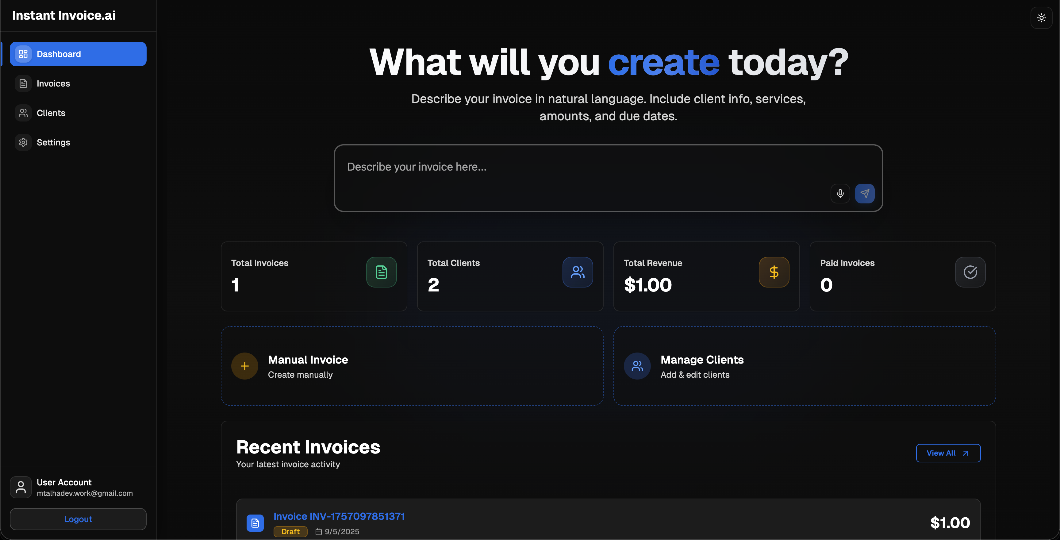 Invoice Dashboard Preview